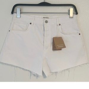 Reformation White High Rise Charlie Denim Jean Shorts. White/off white